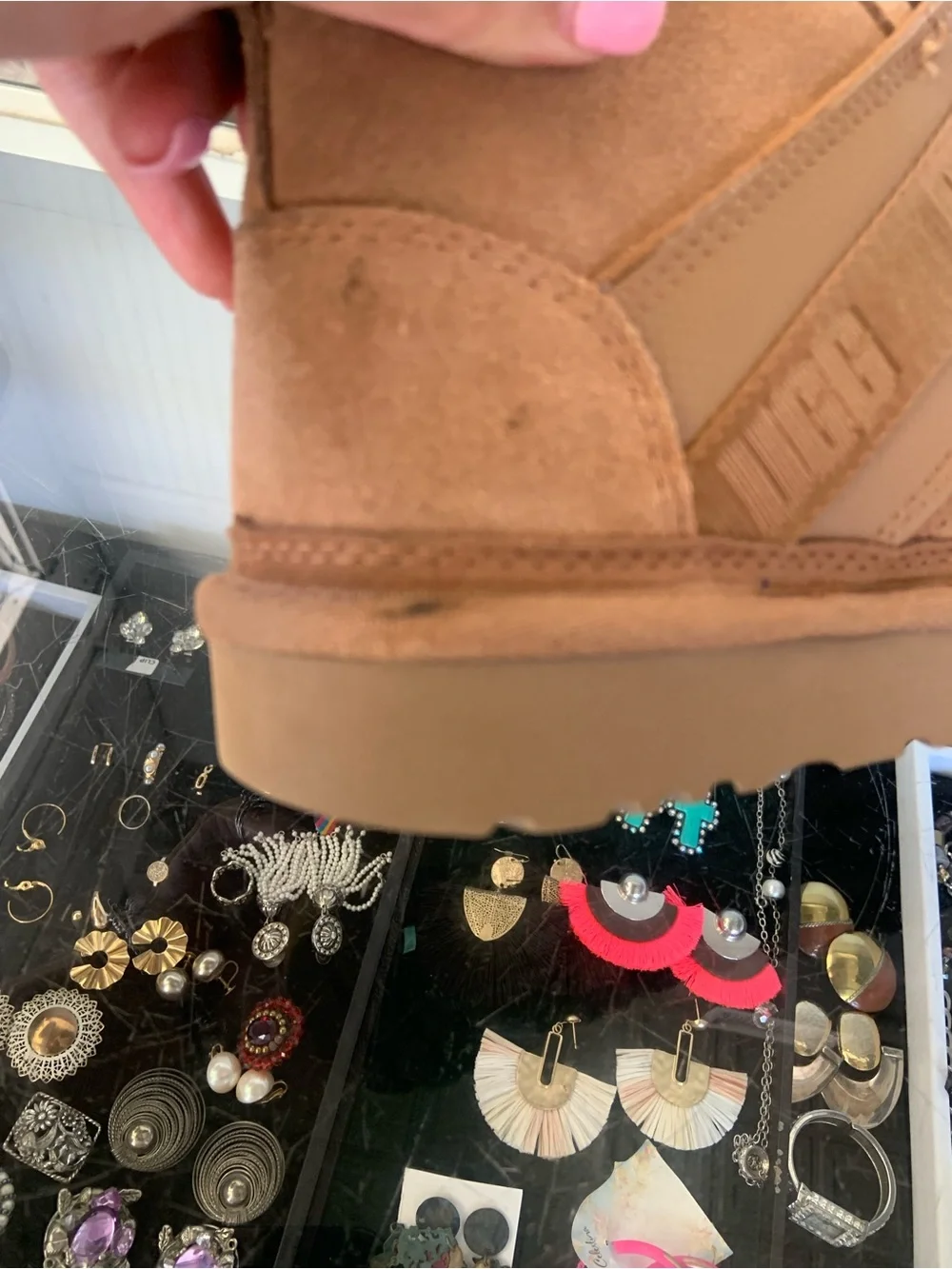 Discontinued UGG Chestnut Suede Ankle Booties with Strap